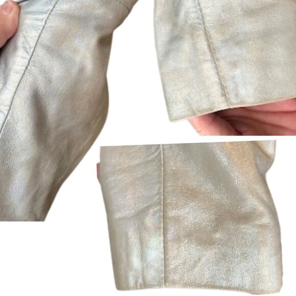 Mackage Silver Lambskin Leather Motorcycle Jacket, Womens, Size XS - Picture 8 of 10